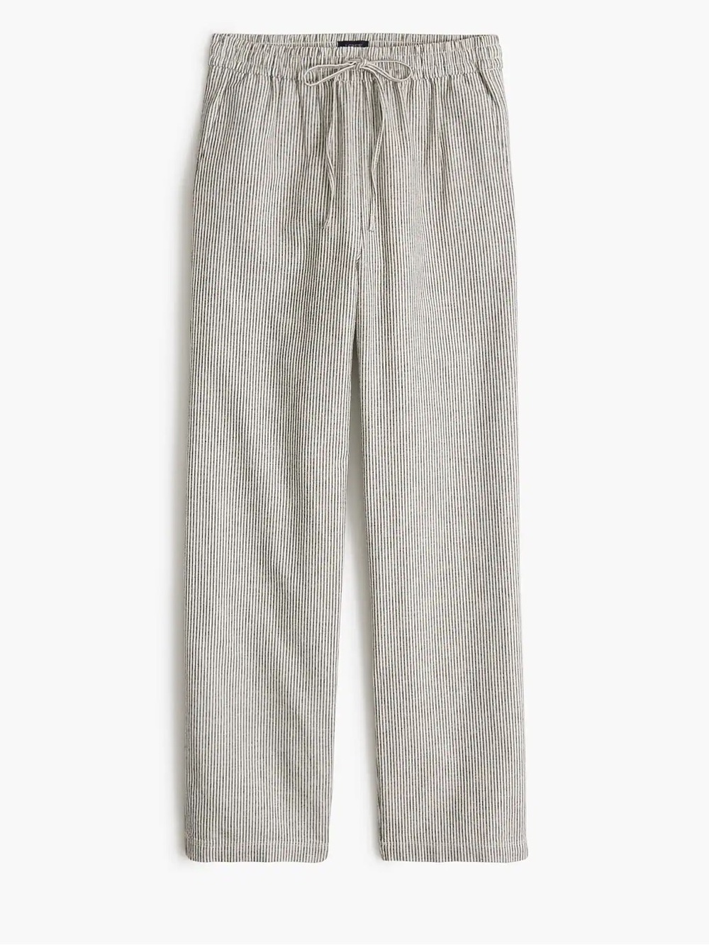 J. Crew Gray & White Pinstriped Straight Leg linen blend Pants 0